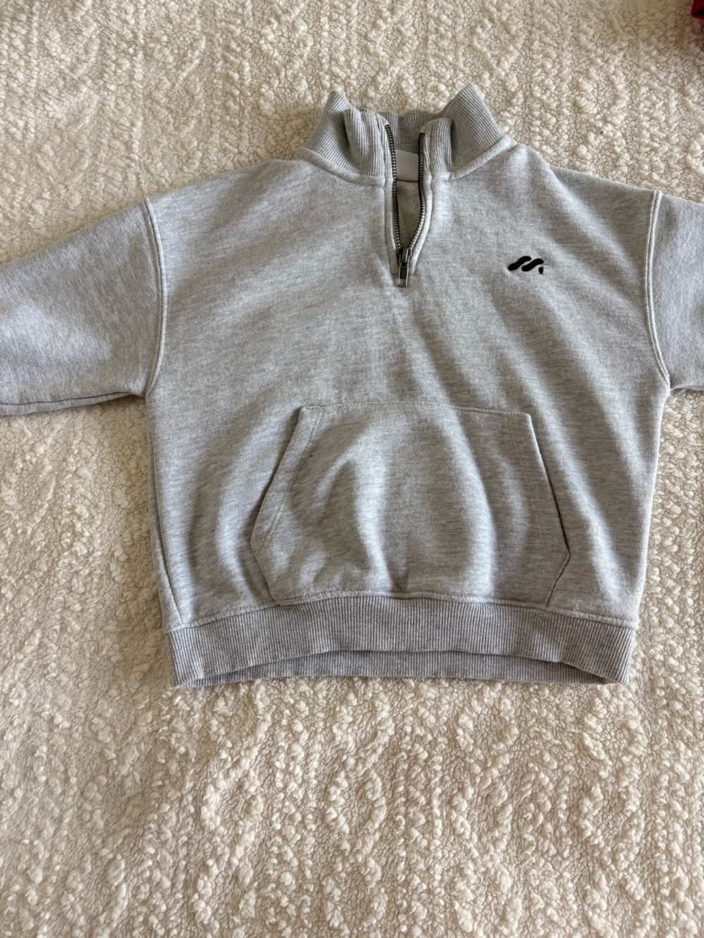 Zara Light Gray Half-Zip Sweatshirt